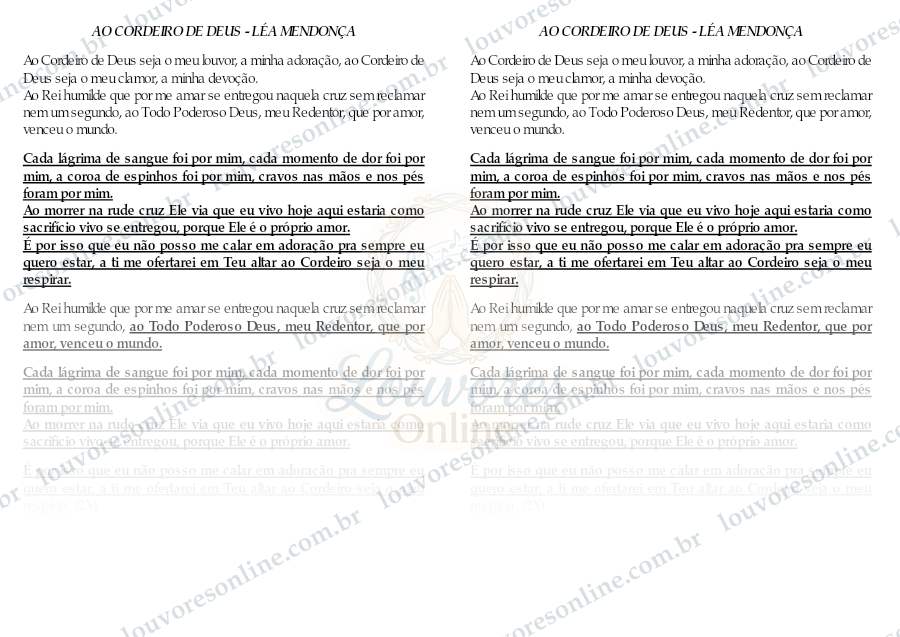 Prévia de Ao Cordeiro de Deus
