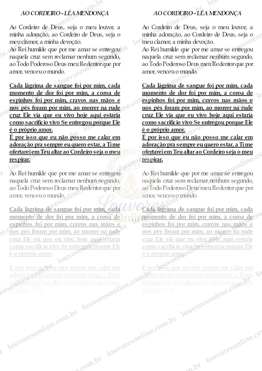 Prévia de Ao Cordeiro