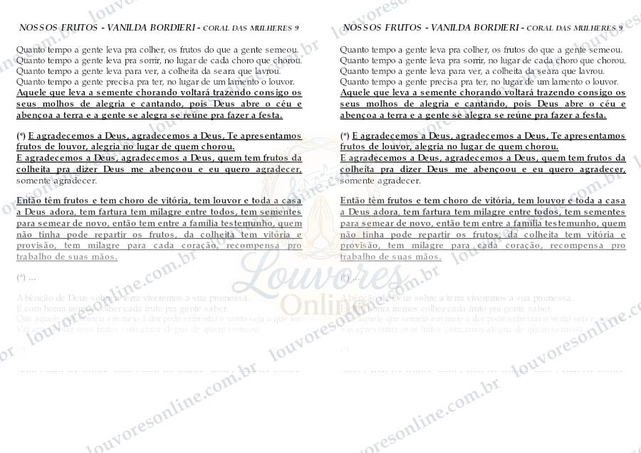 Prévia de Coral das Mulheres 9 - Nossos Frutos