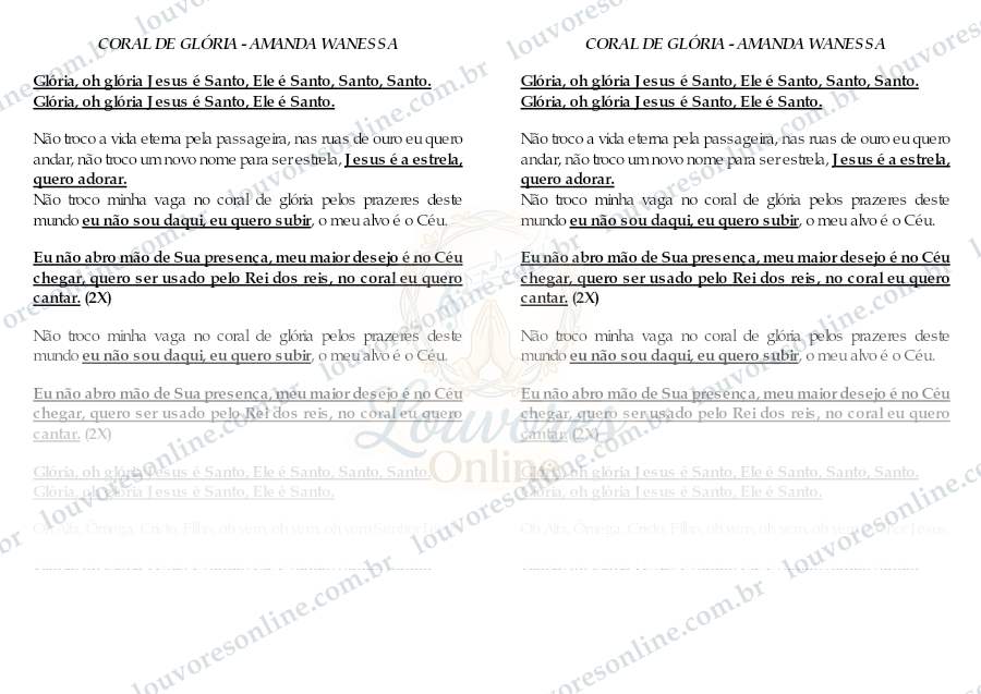 Prévia de Coral de Glória
