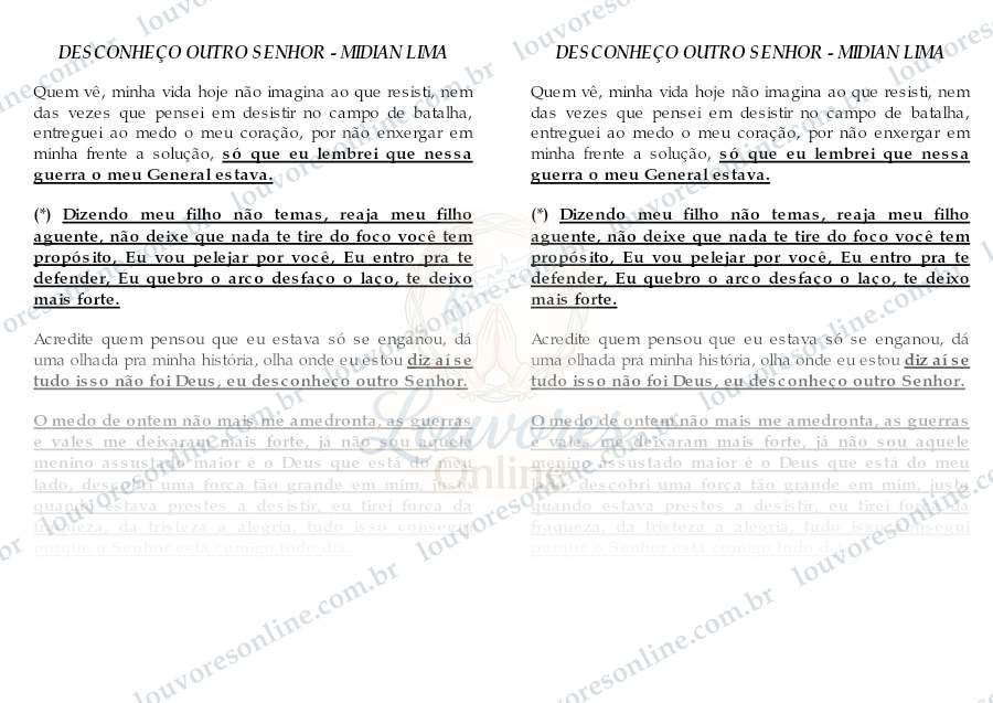 Prévia de Desconheço Outro Senhor