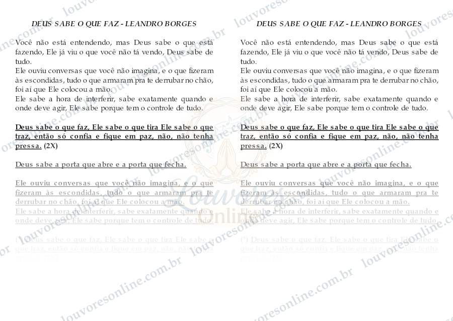 Prévia de Deus Sabe o que Faz