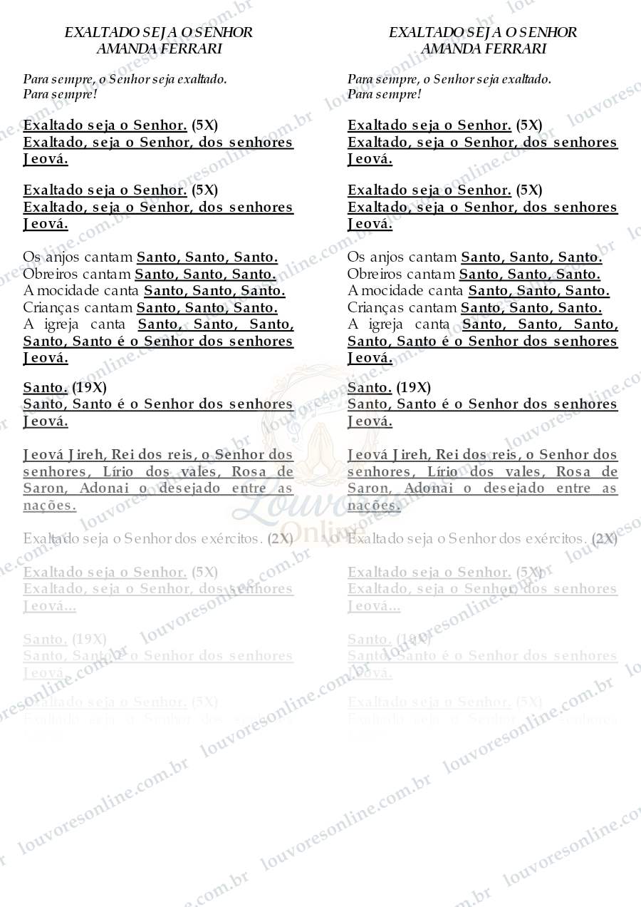 Prévia de Exaltado Seja o Senhor