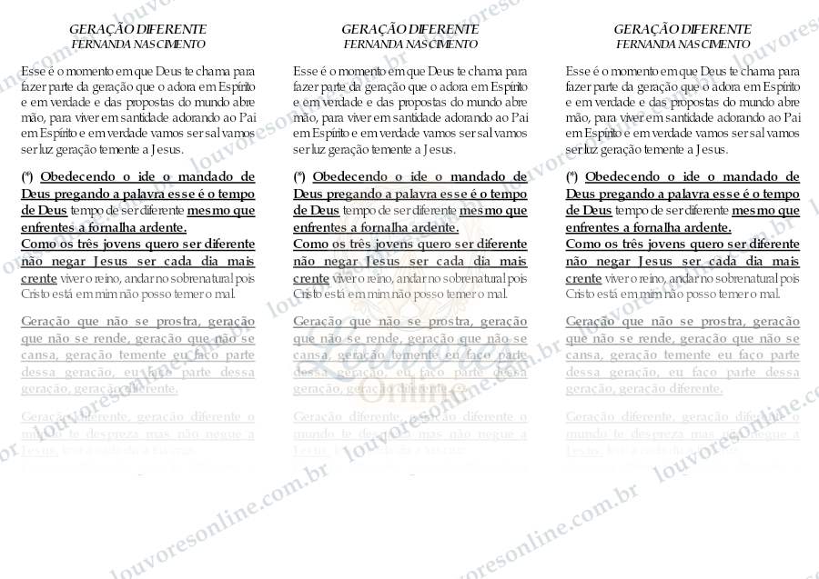 Prévia de Geração Diferente