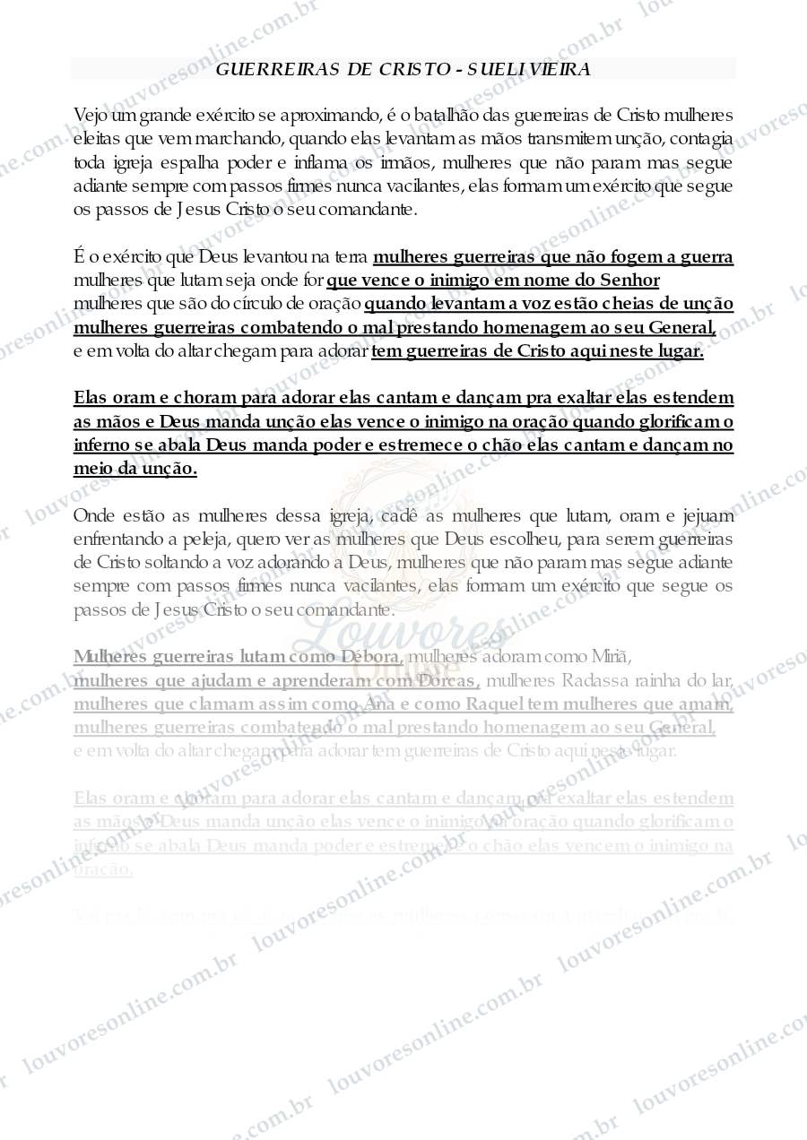 Prévia de Guerreiras de Cristo