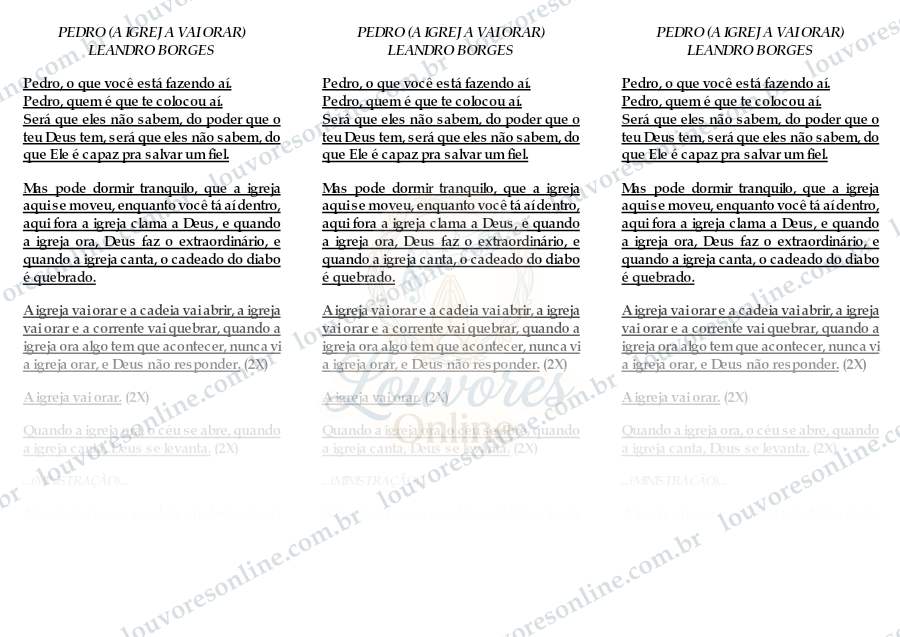 Prévia de Pedro (a Igreja Vai Orar)
