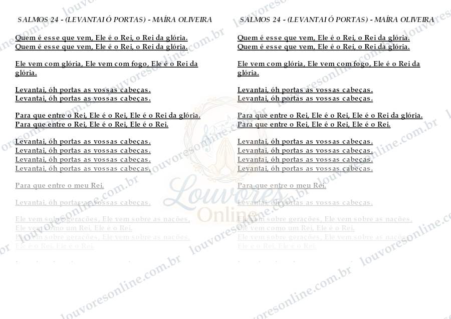 Prévia de Salmos 24 - (Levantai Ó Portas)