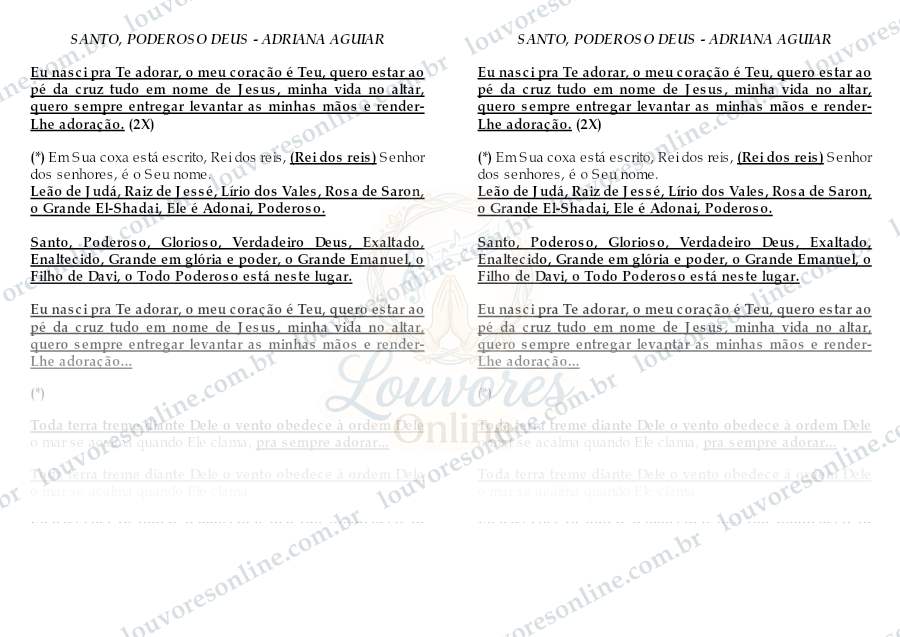 Prévia de Santo, Poderoso Deus