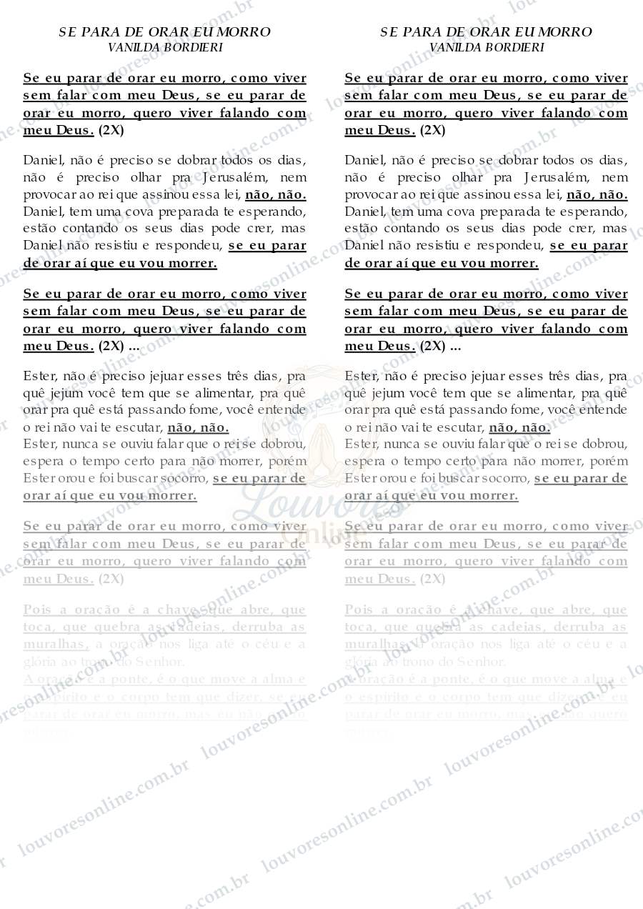 Prévia de Se para de Orar Eu Morro