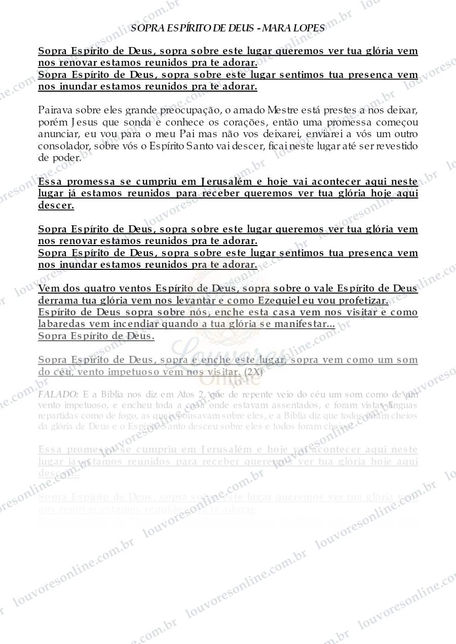 Prévia de Sopra Espírito de Deus