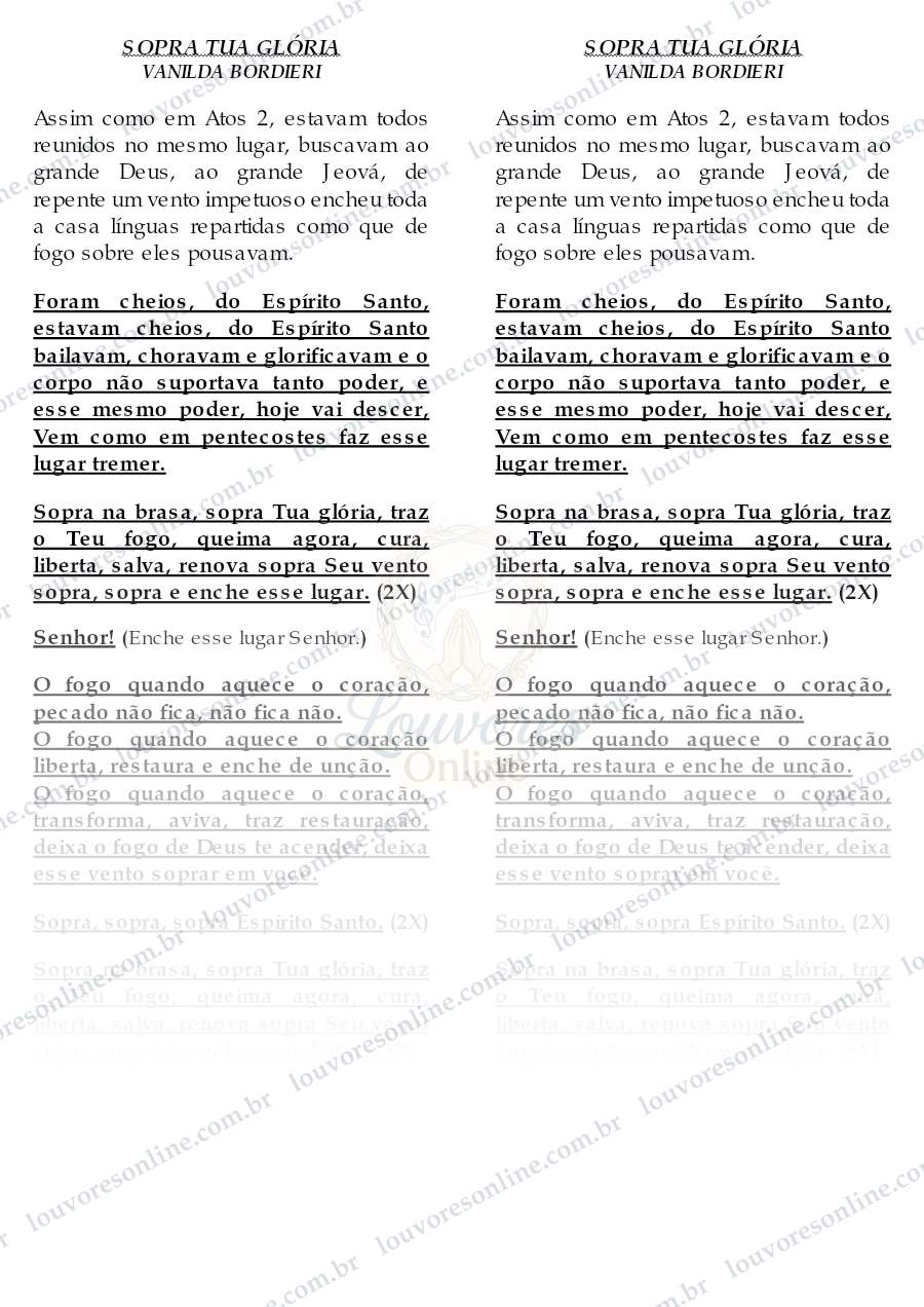 Prévia de Sopra Tua Glória