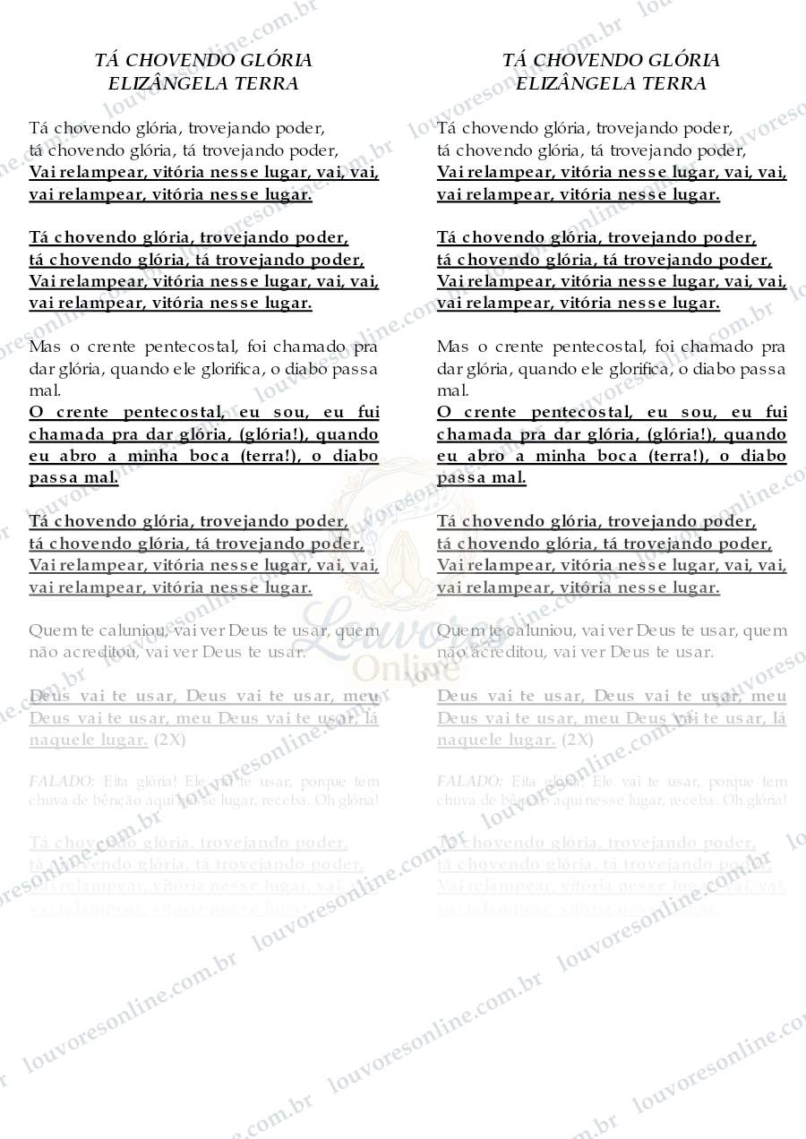Prévia de Tá Chovendo Glória