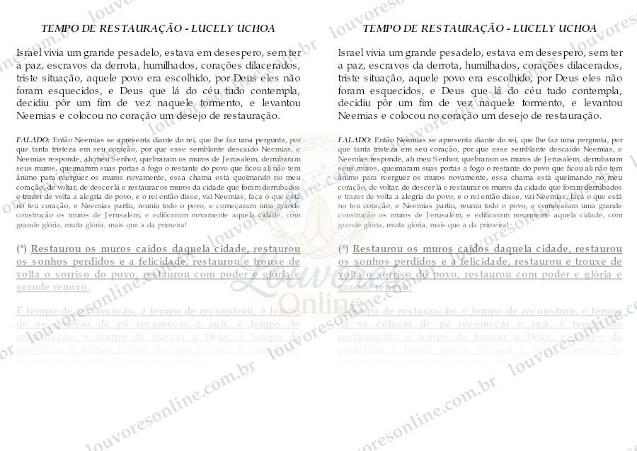 Prévia de Tempo de Restauração