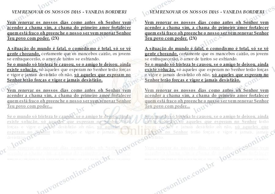 Prévia de Vem Renovar os Nossos Dias