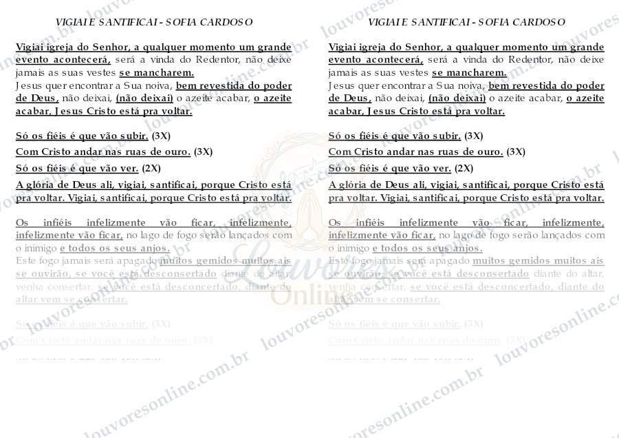 Prévia de Vigiai e Santificai
